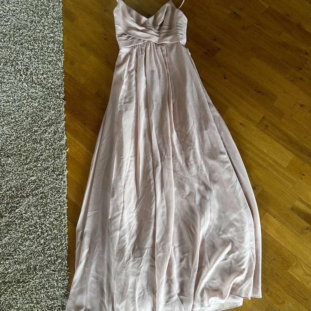 Elegant Light Pink Maxi Bridesmaid Dress